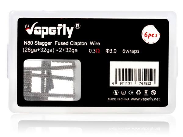Vapefly - 6x Prebuild Ni80 Stagger Fused Clapton Coil 0,3 Ohm