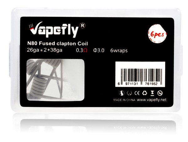 Vapefly - 6x Prebuild Ni80 Fused Clapton Coil